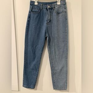 Two-tone straight leg jeans